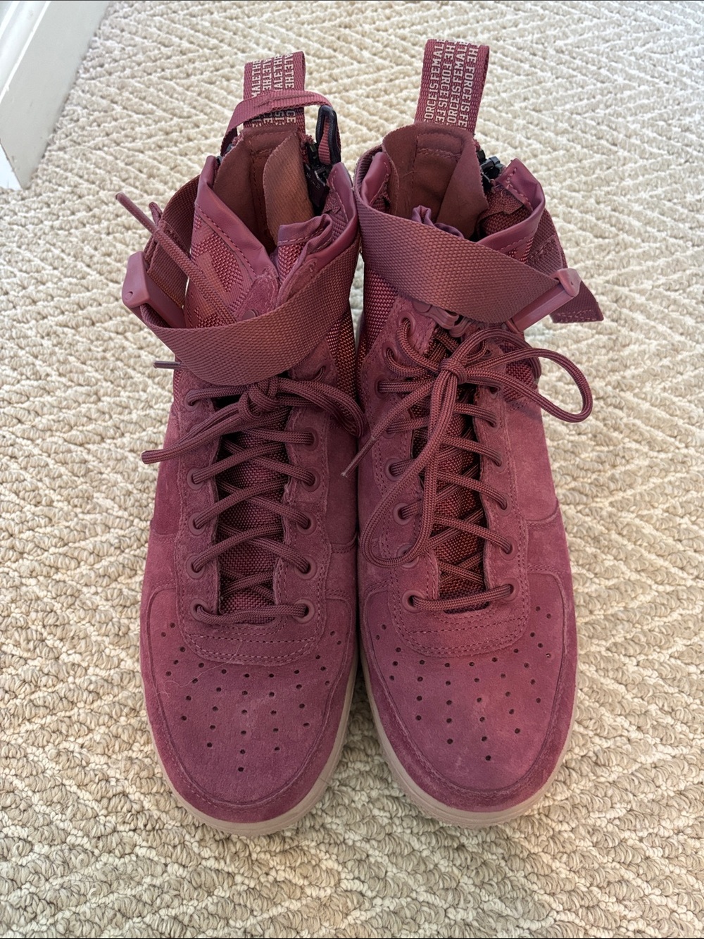Nike Special Field Air Force 1 High Top Sneakers - Burgundy with Gum Sole - Picture 4 of 5